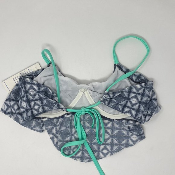 Malibu M Medium Bikini Top Dream Girl Underwire Gray Green Tie String NWT Zumiez - Picture 6 of 10